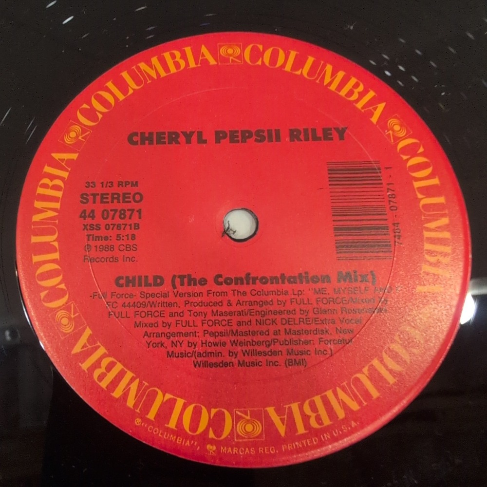 Cheryl Pepsii Riley Thanks For My Child 12" Vinyl Single 1988 Columbia 44 07871 - Picture 6 of 6
